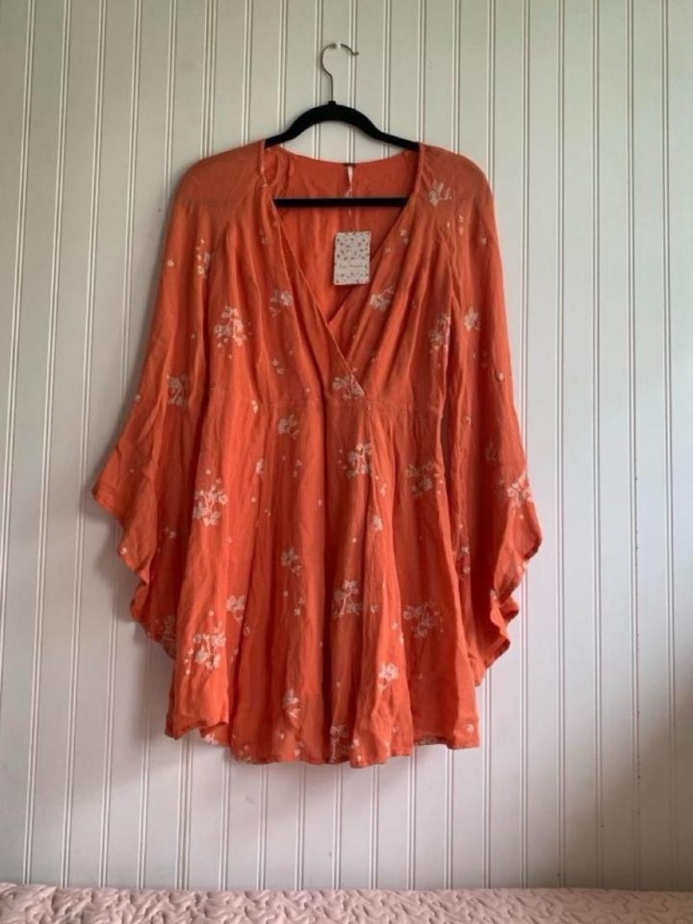 Free People Jasmine Embroidered Bell Mini Dress 6 NWT
